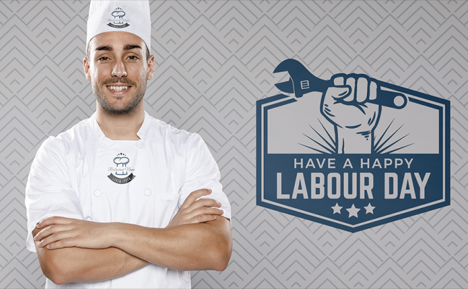 身穿白色工作服的餐饮厨师样机PSD