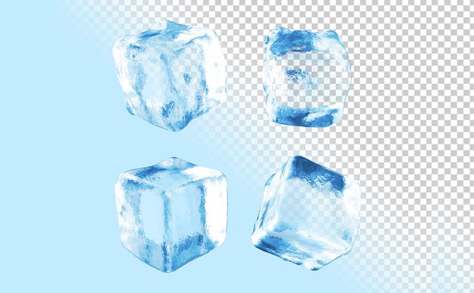3D透明冰块PNG素材PSD