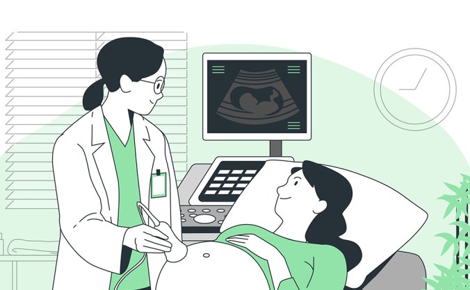 医疗产前超声检查影像海报插画