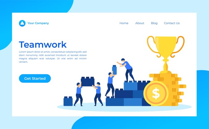 团队合作与企业文化插画