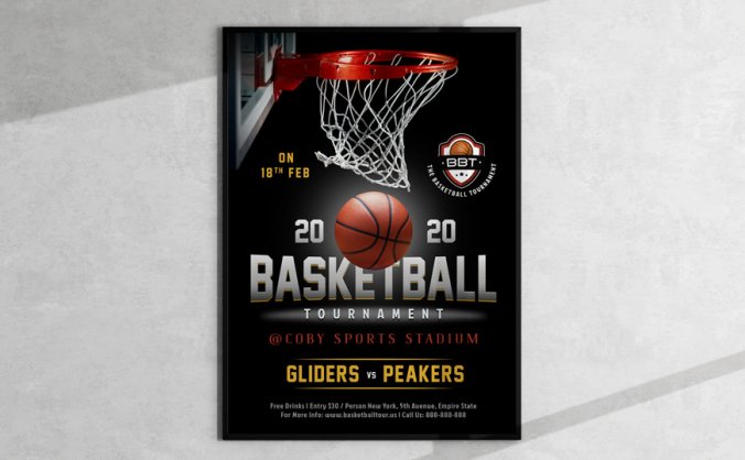 高清篮球入网海报PSD