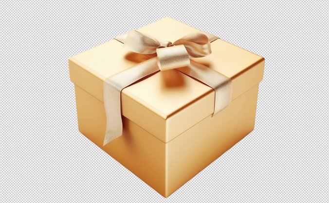 金色礼盒透明PNG