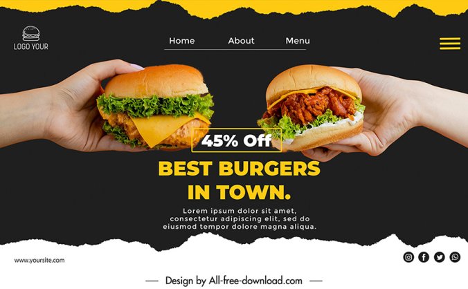 诱人的汉堡美食海报PSD