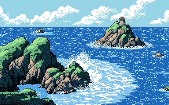 4套海洋像素风格矢量插图