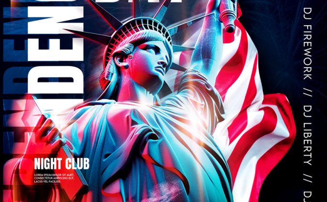 美国纽约自由女神像主题海报PSD文件