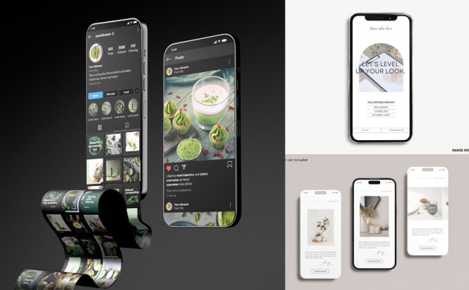 4组超精美手机UI样机效果图PSD文件