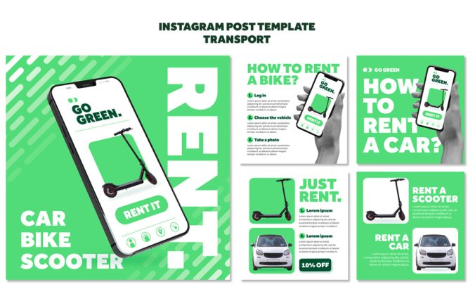 时尚绿色系平衡车海报PSD文件