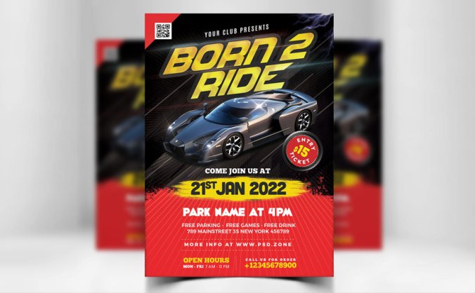 超级跑车海报PSD