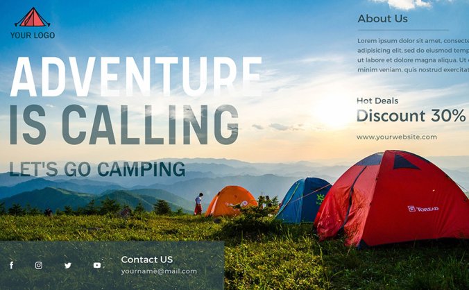 户外山顶帐篷露营旅游海报PSD