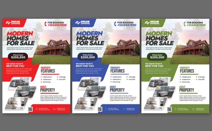 精美房地产别墅宣传单设计PSD